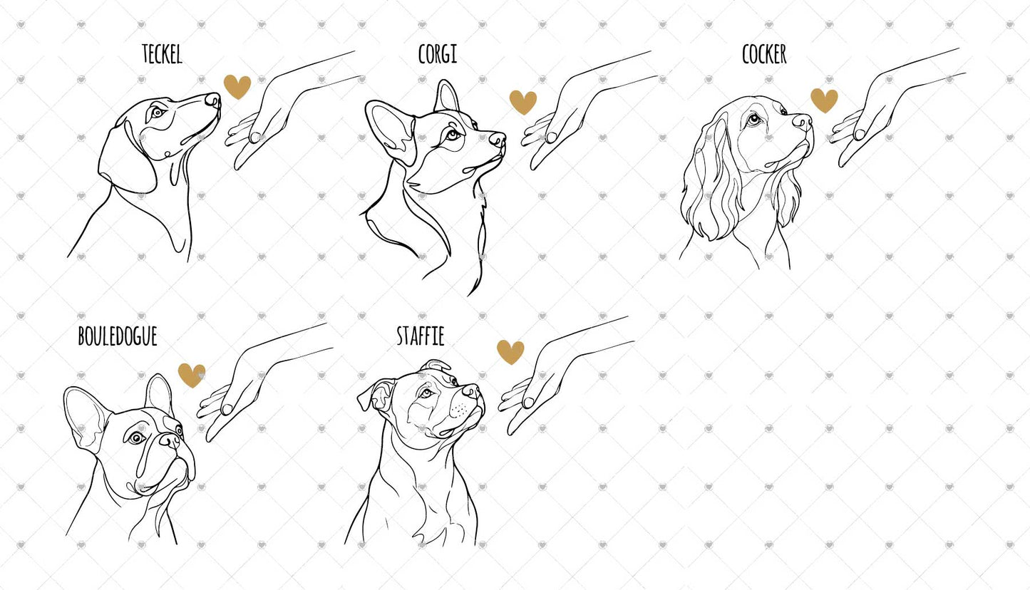 Médaille chien personnalisée – Portrait au trait (cœur ou tartelette) – Résine époxy