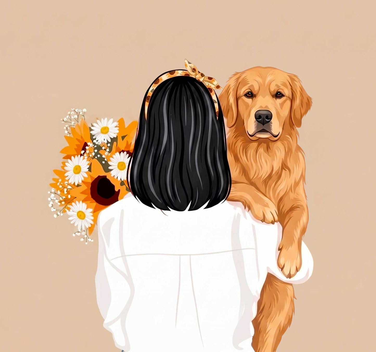 Porte-clés personnalisé femme & chien – Dog Mom - illustration stylisée