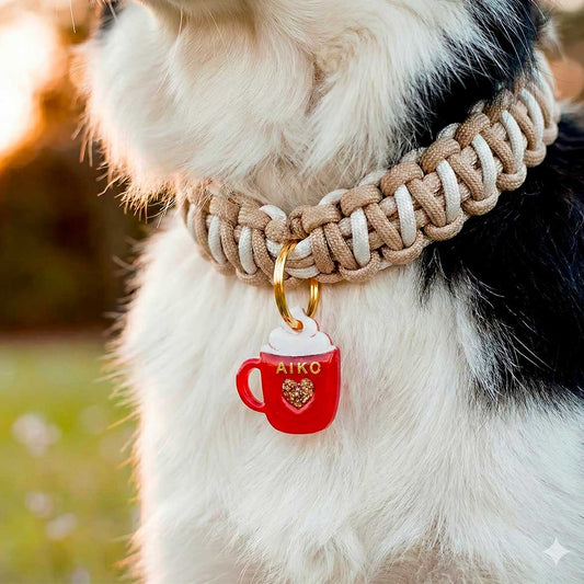 Médaille pour chien personnalisée - Cœur Latte ( tasse rouge )
