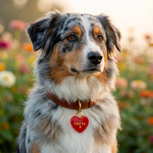 Médaille chien personnalisée – Cœur “Carmin”
