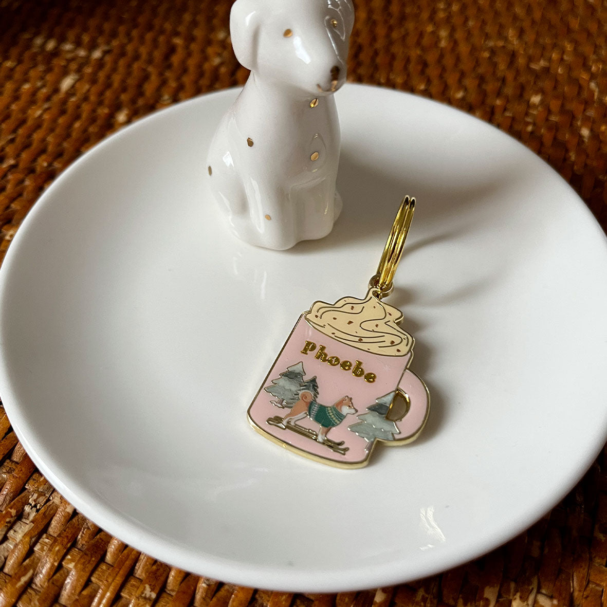 Médaille chien personnalisée Shiba “Chocolat des Neiges”