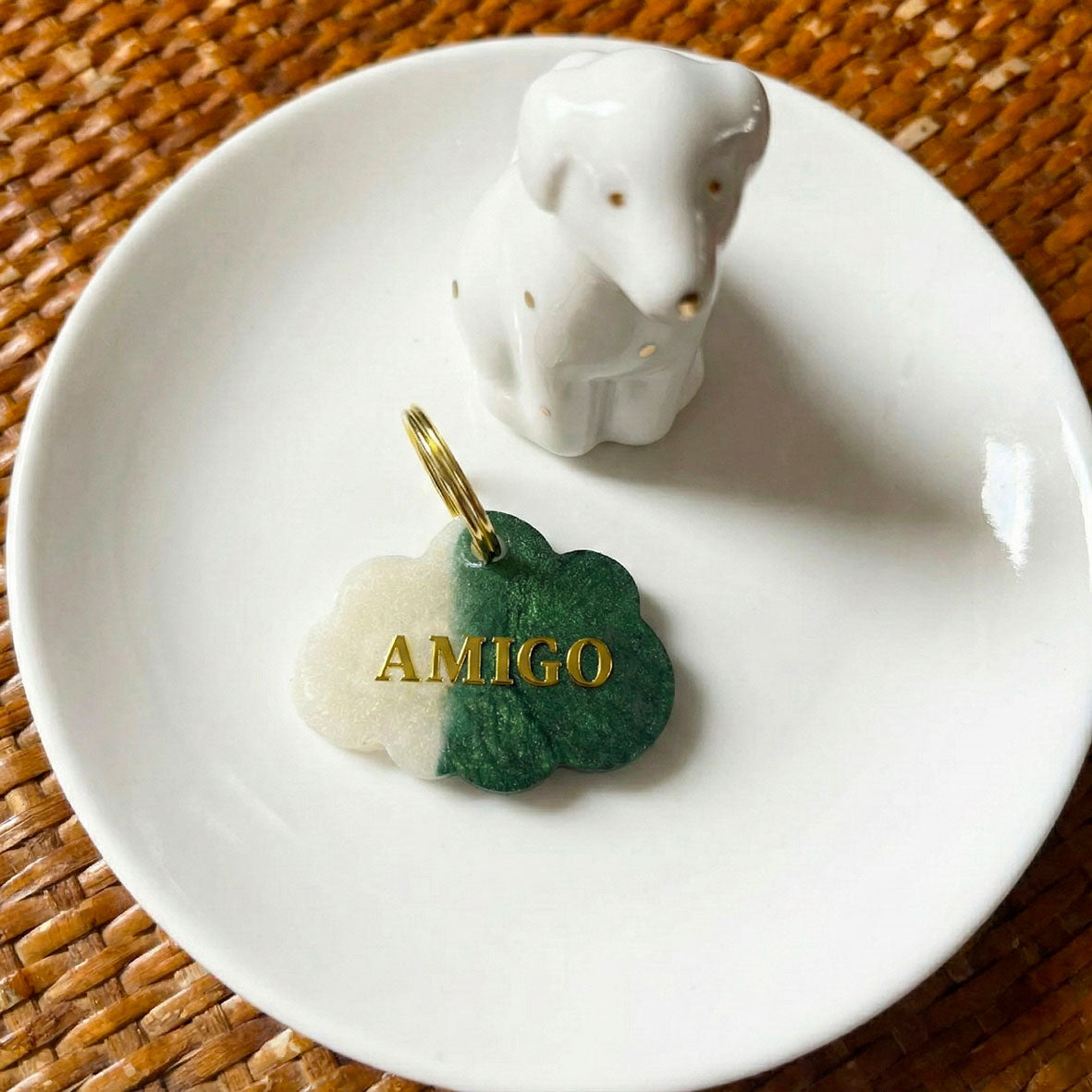 Médaille chien personnalisée – Nuage “Velours de Forêt” by Noméa