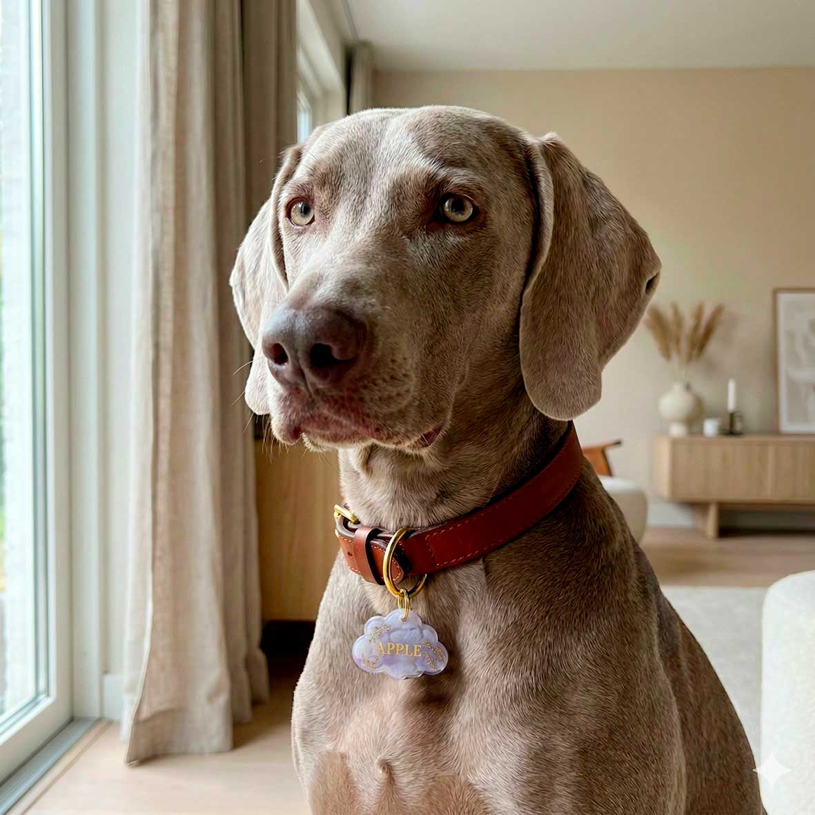 Médaille chien personnalisée – Nuage “Nuit Lilas” (marbré violet & doré)