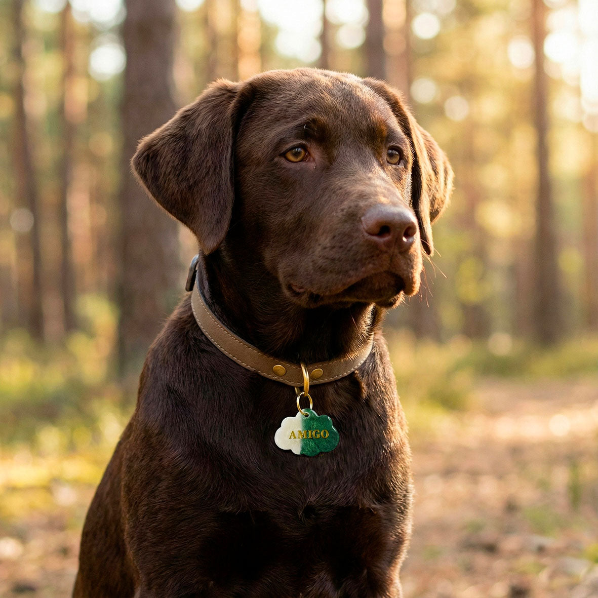 Médaille chien personnalisée – Nuage “Velours de Forêt” by Noméa