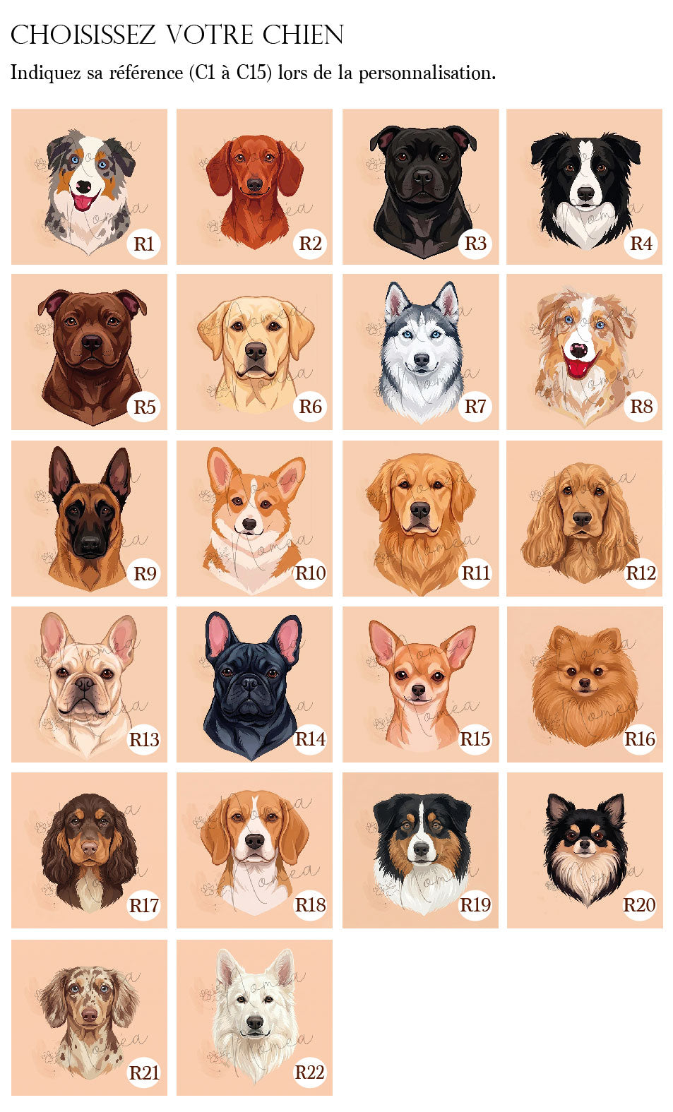 Modèles de chiens pour personnaliser un porte-clés Dog Mom