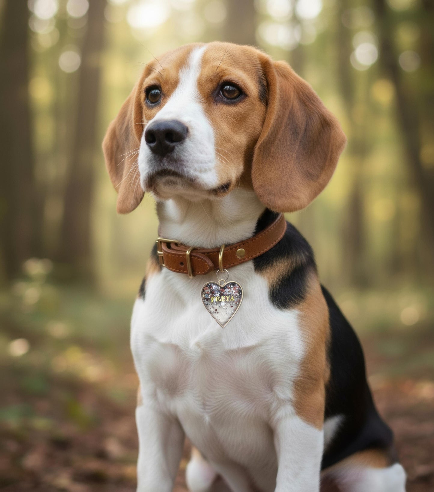 Médaille cœur strass personnalisée pour chien ( résine époxy )