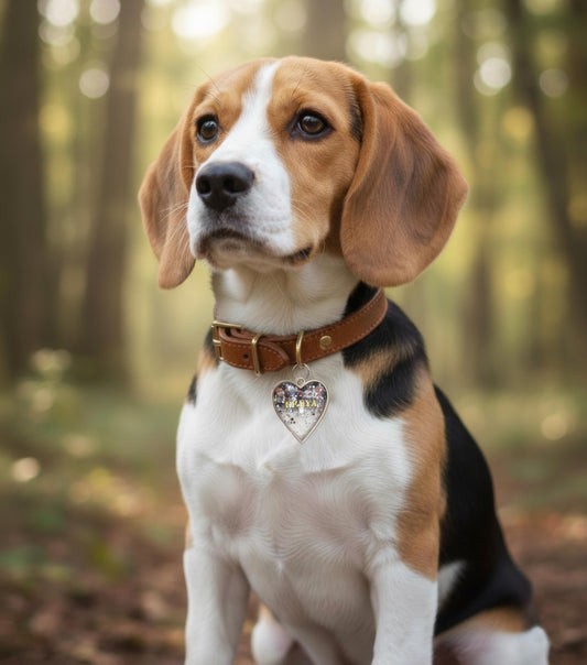 Médaille cœur strass personnalisée pour chien ( résine époxy )