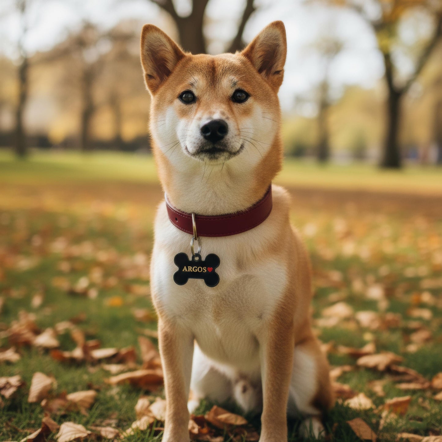Médaille chien personnalisée en résine – Os Noir Cœur