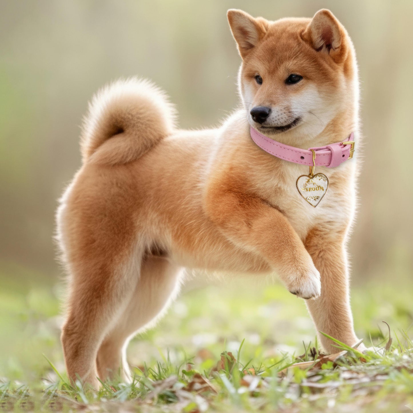 Médaille chien personnalisée en résine Cœur Féerique par Noméa