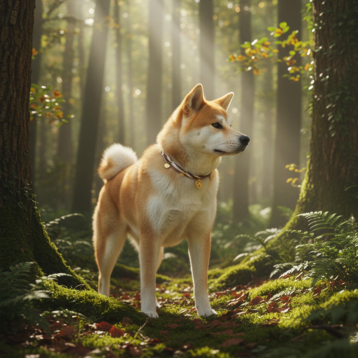 Collier foulard pour chien Équestre Bohème - breloques dorées inox (édition limitée)