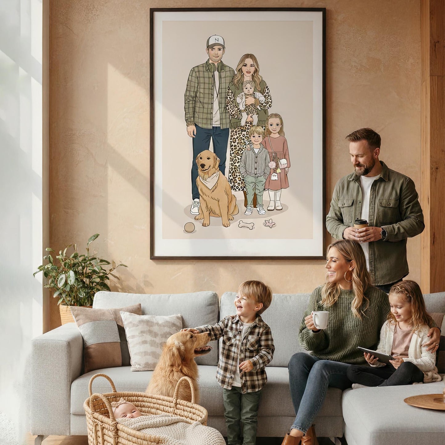 Portrait illustré personnalisé chien & humain avec Style magazine de mode