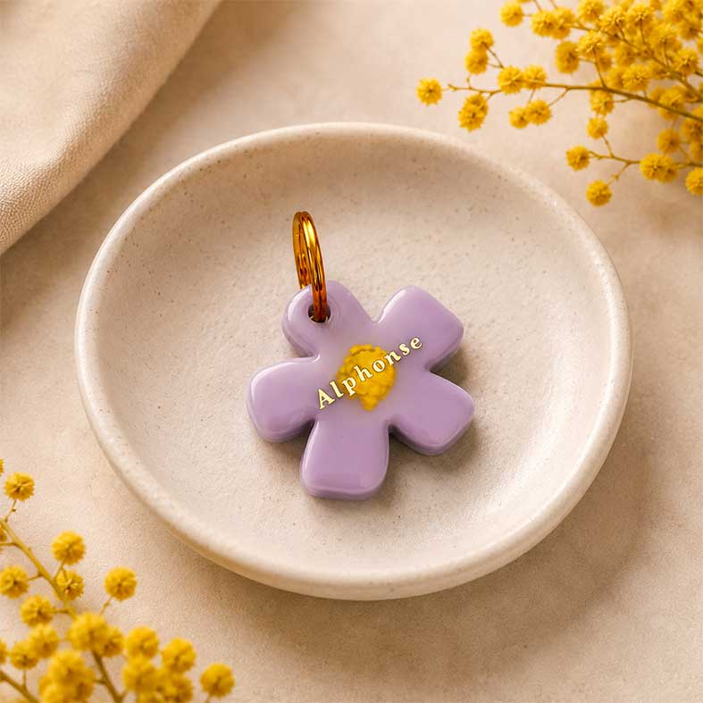 Mimosa Lila - Médaille chien personnalisée fleur