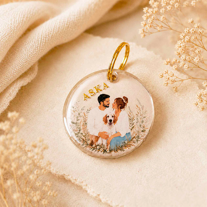 Médaille chien personnalisée - Portrait couple & chien