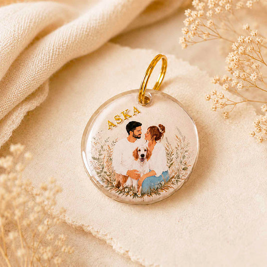 Médaille chien personnalisée - Portrait couple & chien