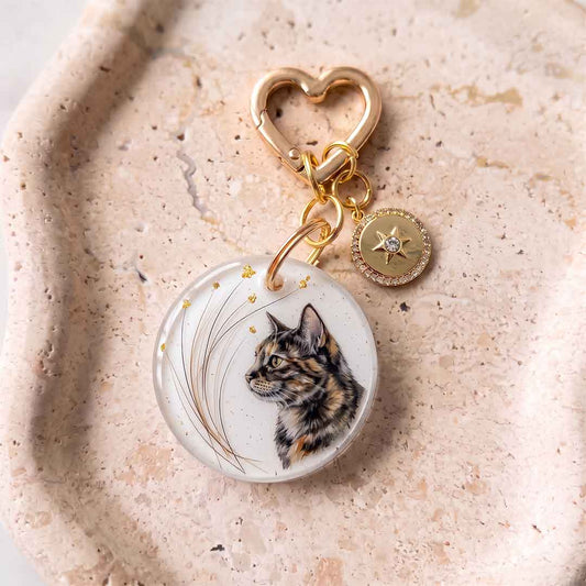 Porte-clé personnalisé avec poils d’animal & portrait – Brin de Vie